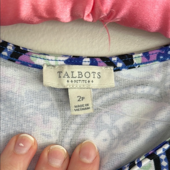 Talbots Blue and White Floral Knee-Length Sheath Dress 2P - Picture 2 of 4